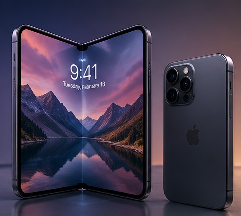 apple iphone concept design showing foldable display technologycompeting with samsung foldable smartphones