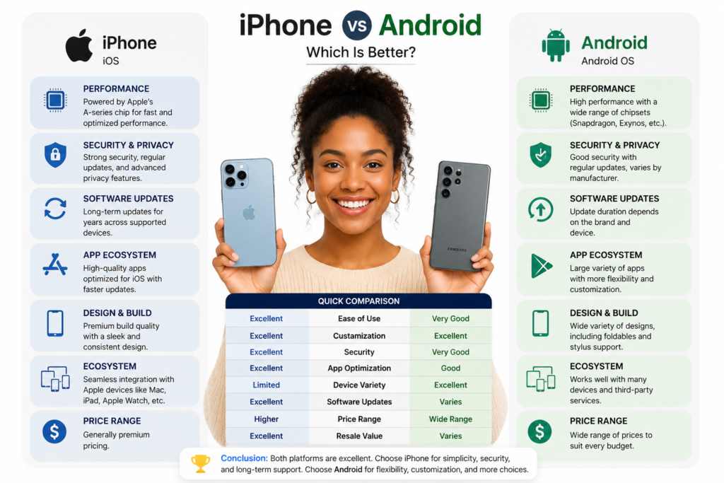 difference between andriod and iphone
