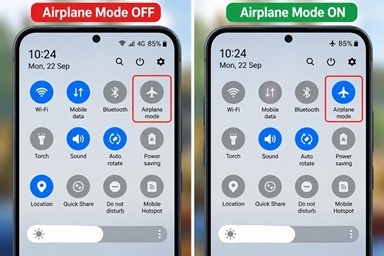 How to Fix Slow MTN Internet on an Android Phone in Ghana android quick settings panel with aeroplane mode highlighted 1