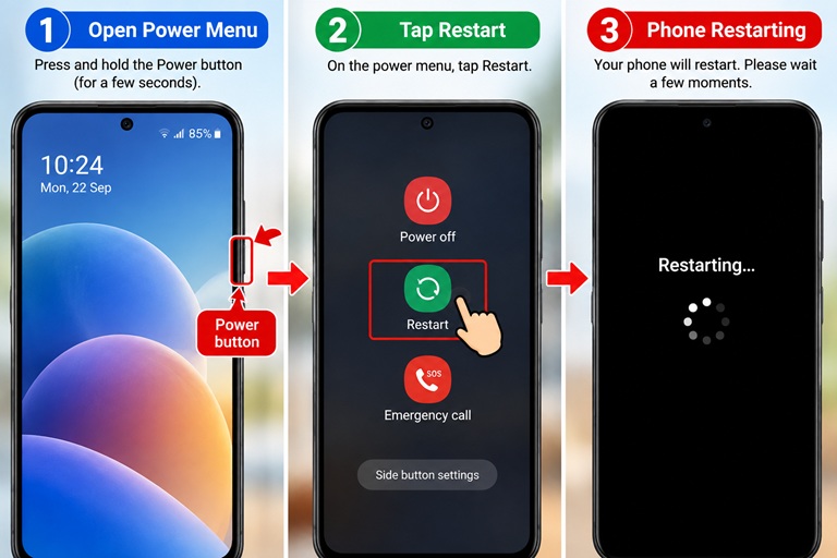 How to Fix Slow MTN Internet on an Android Phone in Ghana restart your phone