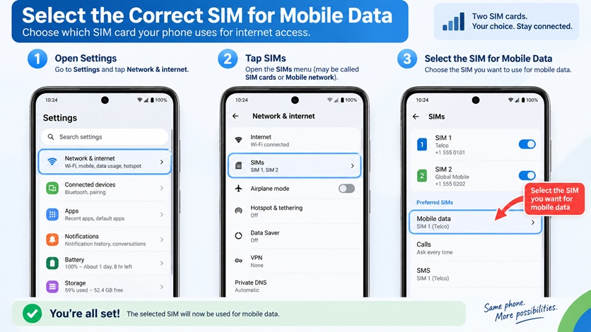 How to Fix Slow MTN Internet on an Android Phone in Ghana select the correct sim for mobile data